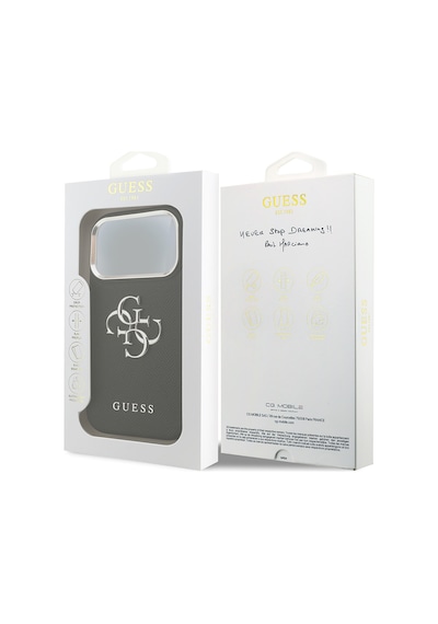 Apple Uyumlu iPhone 17 Pro Kılıf Guess Lisanslı Pu Deri 4g Büyük Metal Logo Dizaynlı Kapak Siyah