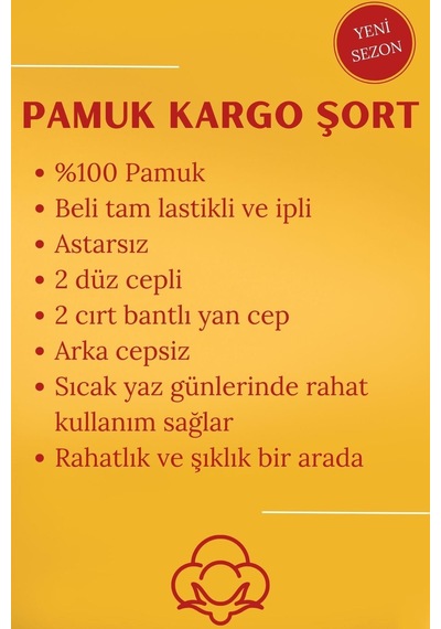 Miami Beach Haki Yeşil Kargo Cepli Beli Lastikli Unisex Keten Şort %100 Pamuk 001