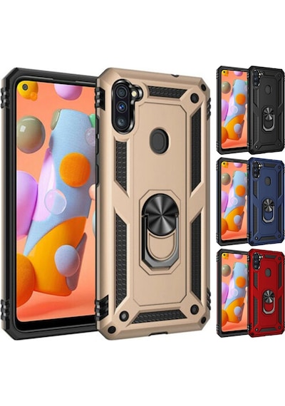 Samsung Uyumlu Galaxy A11 / M11 Kilif Panzer Ring Tam Koruma Arka Kapak 438265499
