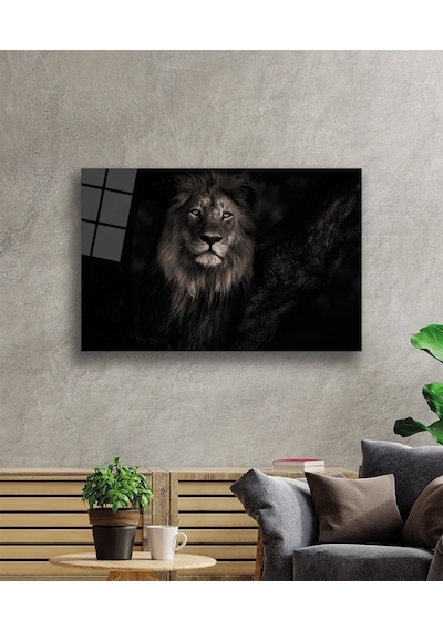 Aslan 25 Hayvan Cam Tablo
