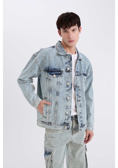 Defacto %100 Pamuk Oversize Geniş Kalıp Jean Ceket E1006ax25spnm39 Mavi-nm39
