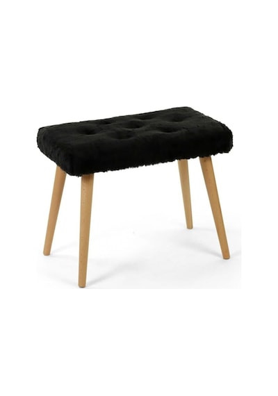 Gürgen Retro Ahşap Ayaklı Handmade Pofidik Puf Bench Koltuk Siyah