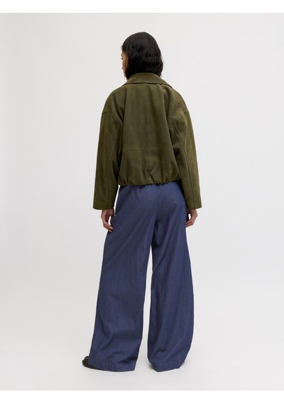 Jack & Jones Kadin Orta Bel Wide Leg Pantalon - Debby - 12287867 Dark Blue Denim
