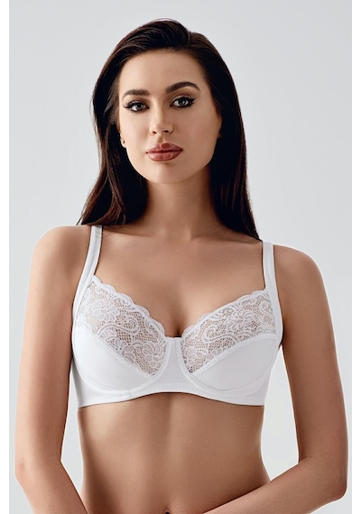 New Bra Kadın D Kap Dantelli Toparlayıcı Sütyen Beyaz 6000 Beyaz
