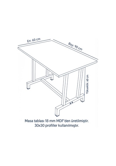 Neokas Balkon Masası, 60x90 Cm Bahçe Sehpası, Balkon Mobilyası Orta Masa Beyaz