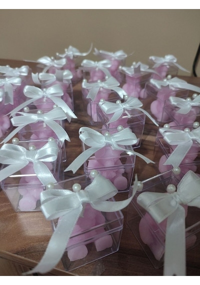 Bernami Mumluk Şamdanpinterest 10 Adet İnci Süslemeli Mika Kutulu Ayıcıklı Mum Düğün, Nikah, Söz, Kına, Sünnet, Doğum, Baby Shower Diğer