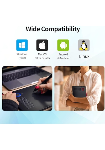 A15 Pro 10x6 İnç Profesyonel Grafik Tablet, 16384 Yüksek Seviye Basınç Hassasiyetli Profesyonel 5080 Lpı Grafik Tasarım Tablet+ Kalem