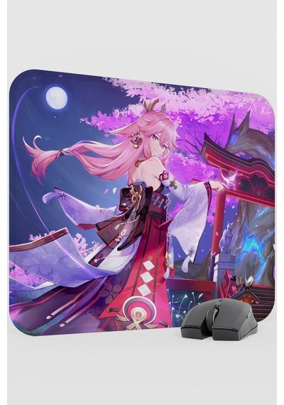 Yae Miko Genshin Impact Anime Gacha V5 - 48x40 Xl Gaming Mouse Pad Fare Altlığı