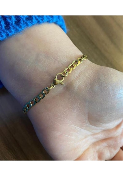 Erkek Gold Renk 4 Mm Dalgalı Model Zincir Bileklik Gold
