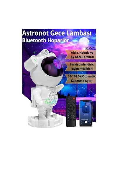 Astronot Bluetooth Hoparlör Bulutsusu Galax Yay Tavan Gökyüzü Projektör Zamanlayıcı Gece Lamb Renkli