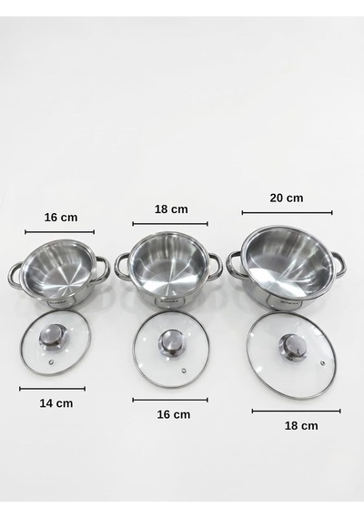 Tr Roj Monarch Home Çakır Güveç Set, Paslanmaz Çelik, Cam Kapaklı, 6 Parça, Lüks Tasarım Genel