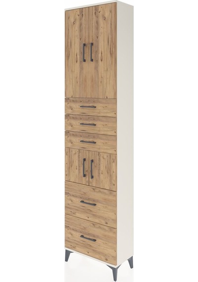 Arges Dolap 4 Raflı 5 Çekmeceli 4 Kapaklı 60x30x243 Aytaşı-çam Aytaşı