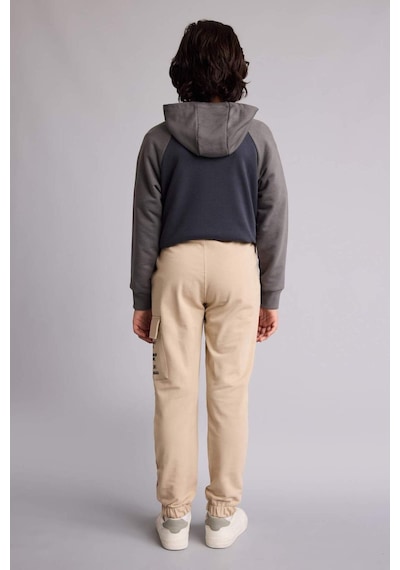 Defacto Regular Fıt Slogan Baskılı Sweatshirt Kumaşı Pantolon Erkek Çocuk G6370a826spbg712 Bej-bg712