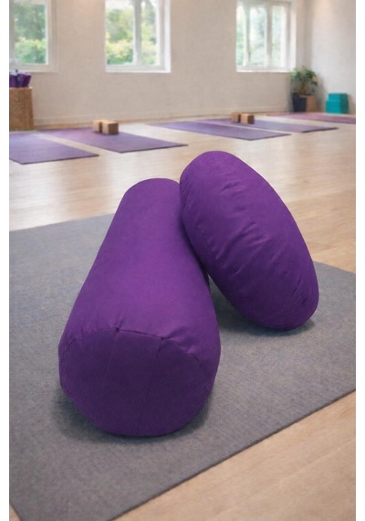 Yuvarlak Zafu Meditasyon Minderi & Bolster Minderi İkili Yoga Meditasyon Minder Seti Mor