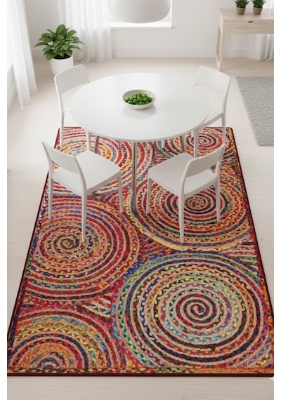 Crop Circle Makinede Yıkanabilir Kaymaz Taban Leke Tutmaz Dijital Salon Halısı Mutfak Halısı Ve Yolluk Renkli