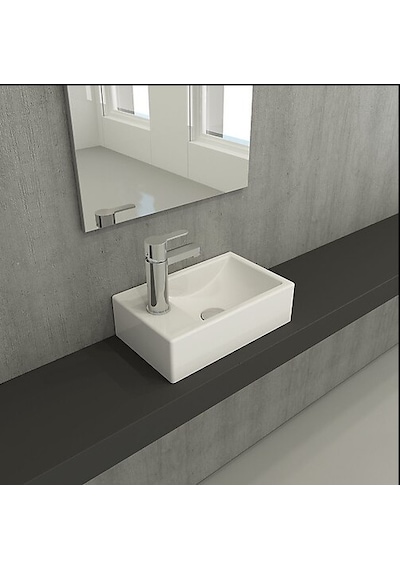 Bocchi Lavabo Milano Dar Sol 37 CM Parlak Beyaz 1418-001-0126