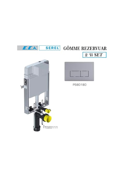 Serel Smooth Gömme Rezervuar 2'li Set T020111+p580180 Mat Krom