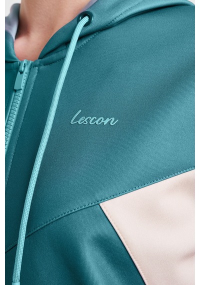 Lescon Kadın Fermuarlı Kapüşonlu Sweatshirt 25n-2131 Yeşil