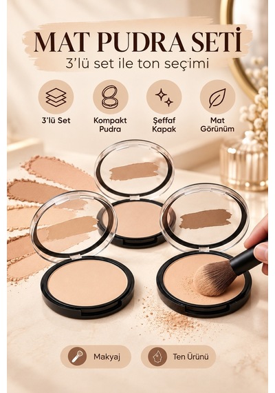 3 Lü Fit Me Mat Pudra Seti Çok Renkli