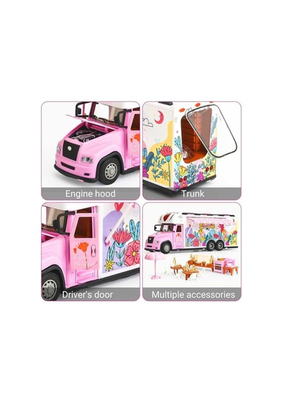 Uzaktan Kumandalı Pembe Karavan 2.4ghz Sesli Işıklı Pilli Rc Oyuncak 6+ Yaş Çok Renkli