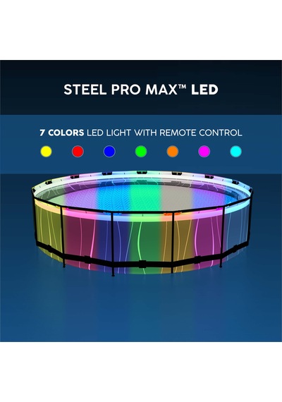 Bestway 561gd Steel Pro Max Led Işıklandırmalı Prefabrik Yer Üstü Çember Havuz Seti 4,57 M X 1,07 M