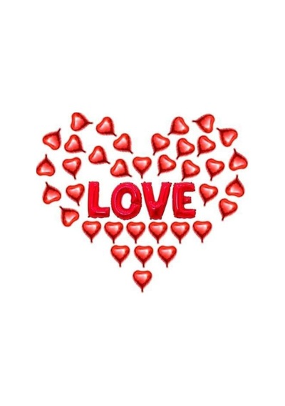 Love Kalpli Folyo Balon Seti 50'li Beyaz