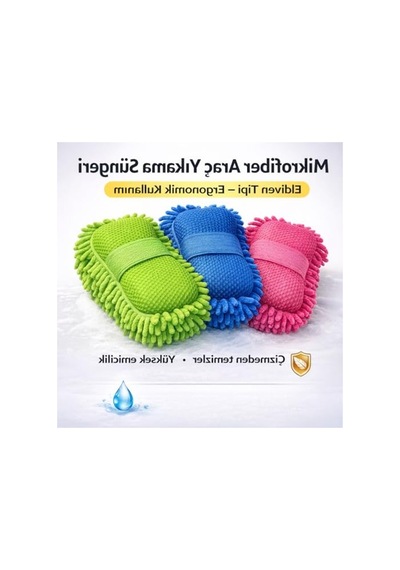 Pembe Mikrofiber Oto Yıkama Süngeri, Eldiven Tipi Tasarım