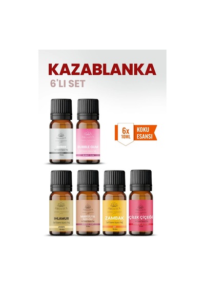 Kazablanka 6 Lı Oda Kokusu Seti Buhurdanlık Yağı, Difüzör Esansı Ve Esansiyel Uçucu Yağ 10ml X 6 Karışık