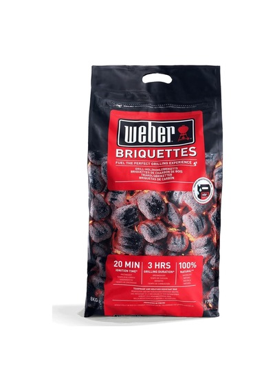 Ayrex Weber 17591 - Barbekü İçin Kömür Briketleri, 8 Kg / Barbekü Aksesuarı, Uzun Ömürlü Isı İçin Doğal Man