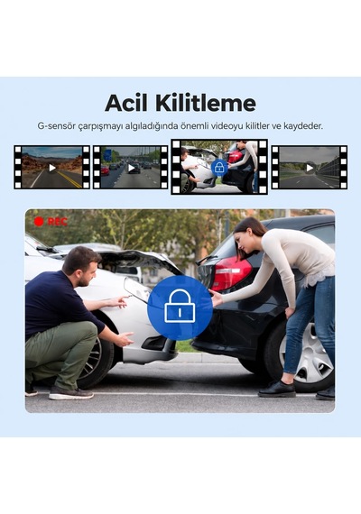 4k Fhd Araç Kamerası, 170 Ön Ve 120 İç Kamera, Gece Görüşlü Dash Cam, 4 Kızılötesi Led, F2.0 Diyafram, G-sensör