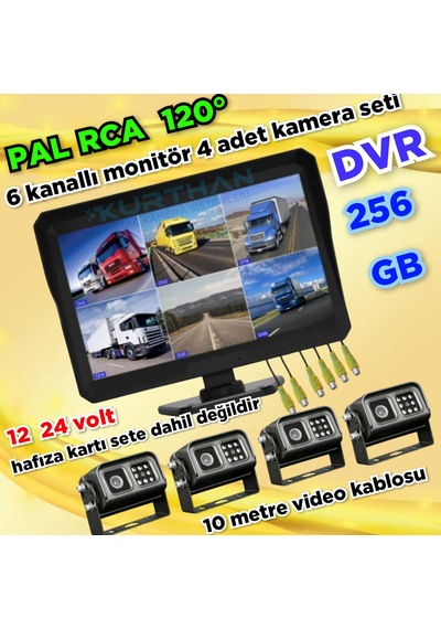 4 Adet Metal Kasa Ir Kamera 6 Kanallı 10'' Dvr Monitör Set 12-24v