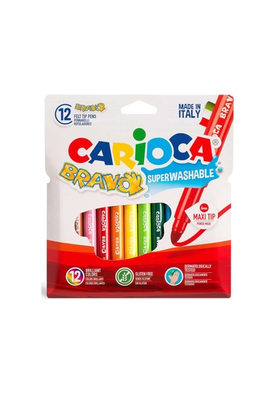 Carioca Bravo Süper Yıkana. Keçeli Kalem 12 Li