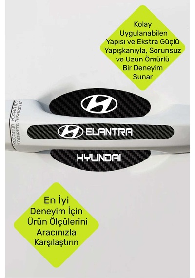Hyundai Elantra Kapı İçi Koruma Seti Elantra Serisine Uygun Karbon Desenli Şık Beyaz Yazılı Tasarım