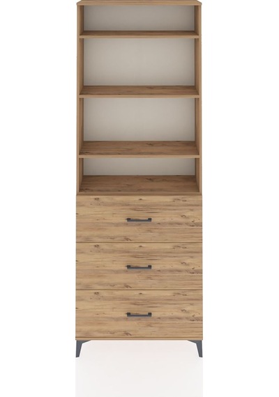 Arges Dolap 4 Raflı 3 Çekmeceli 88x30x243 Çam-çam Çam