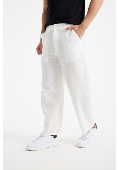 Eseclass Pilili Baggy Jogger Erkek Pantolon Beyaz Beyaz