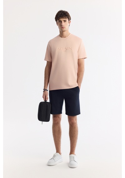 Avva Erkek Pembe Bisiklet Yaka Baskılı Bi-stretch İnterlok Regular Fit T-shirt A51y1132