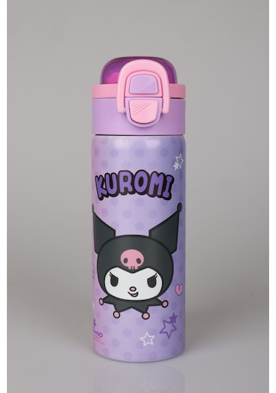 X Dekomus Lisanslı Kuromi Dark Delight Collection 600 Ml Çift Fonksiyon Kapaklı Çelik Matara Altın