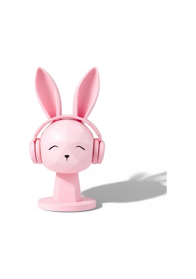 Happy3dworld Tavşan Figürlü Kulaklık Standı, 3d Baskı Kawaii Masaüstü Dekor