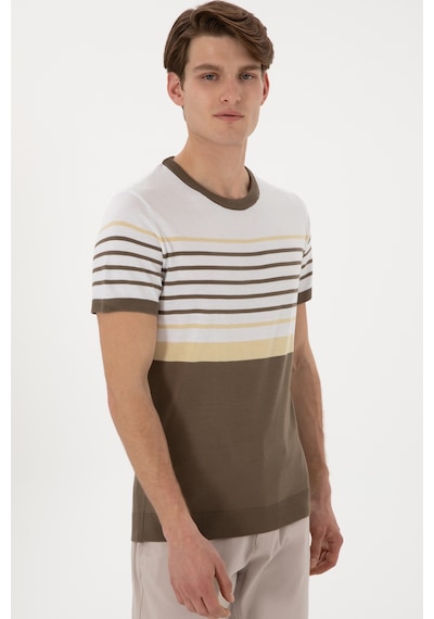 U.S. Polo Assn. Erkek Slim Fit Bisiklet Yaka Vizon Tişört 50299358-VR052
