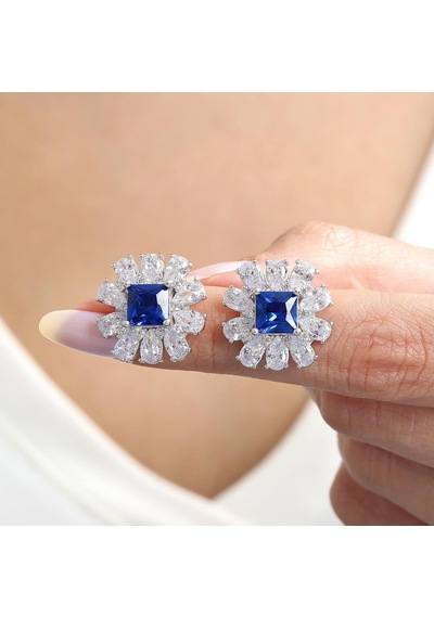 Mia Vento Effective Diamond Milano Rüyası Sentetik Safir Taşlı Gümüş Küpe