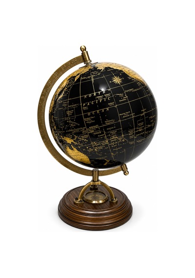 1 Adet Ahşap Pusulalı Dekoratif Dünya Küre Masaüstü Dekor, Pusula Özellikli Globe, Wooden Globe, Ev Ve Ofis Süslemesi