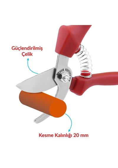 Budama Bağ Üzüm Makası Eğri Kırmızı 21 Cm