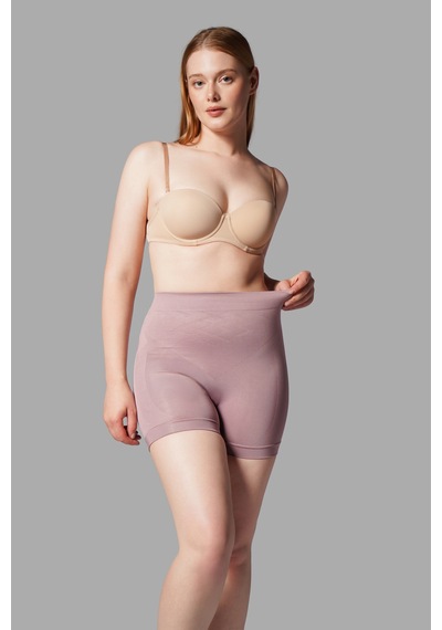 Fit Women Push Up Seamless Dikişsiz Popo Kısa Paçalı Korse 2064 Gül Kurusu