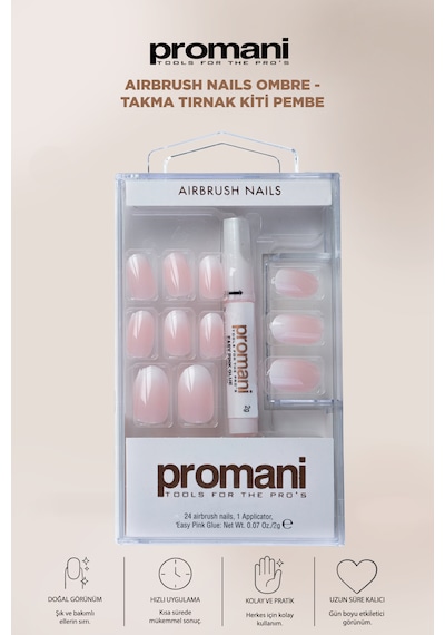 Airbrush Nails Ombre - Takma Tırnak Kiti Pembe