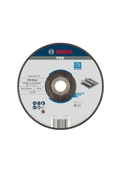 Professional Accessories Bombeli Metal Kesme Diski, Gri, 230 Mm, 1 Adet