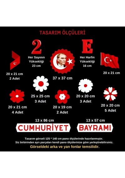 29 Ekim Cumhuriyet Bayramı Pano Süsü