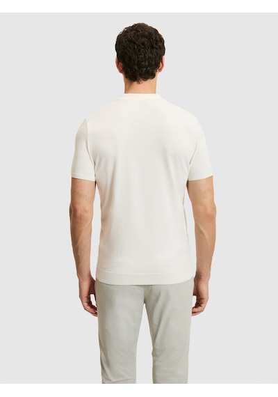 Beyaz Slim Fit Fermuarlı Polo Yaka Triko T-shirt