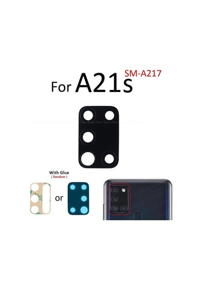 Tkgz Samsung Uyumlu Galaxy A21s Arka Kamera Camı Lens Yapışkanlı