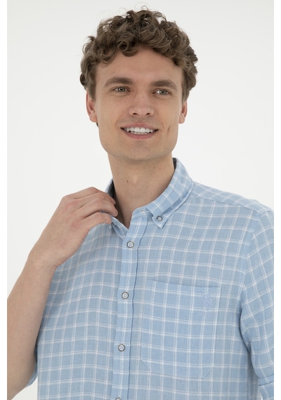 U.S. Polo Assn. Erkek Kareli Açık Mavi Gömlek 50283820-VR003