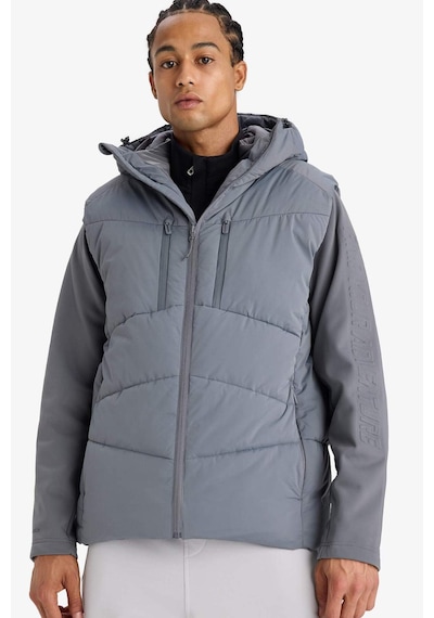 Defacto Defactofit Su İtici Regular Fit Kapüşonlu Fermuarlı Su Geçirmez Mont C6053ax25wngr311 Gri